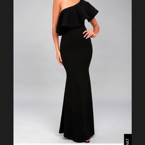 SO AMAZED BLACK ONE-SHOULDER MAXI DRESS Prom